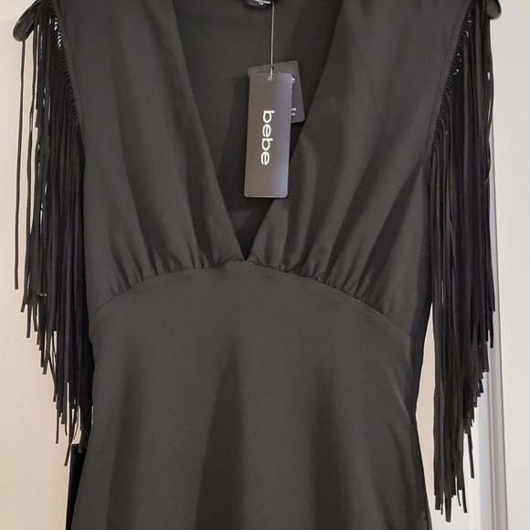 NEW WITH TAGS BEBE FESTIVAL FRINGE KNIT DRESS XXS - Picture 8 of 10